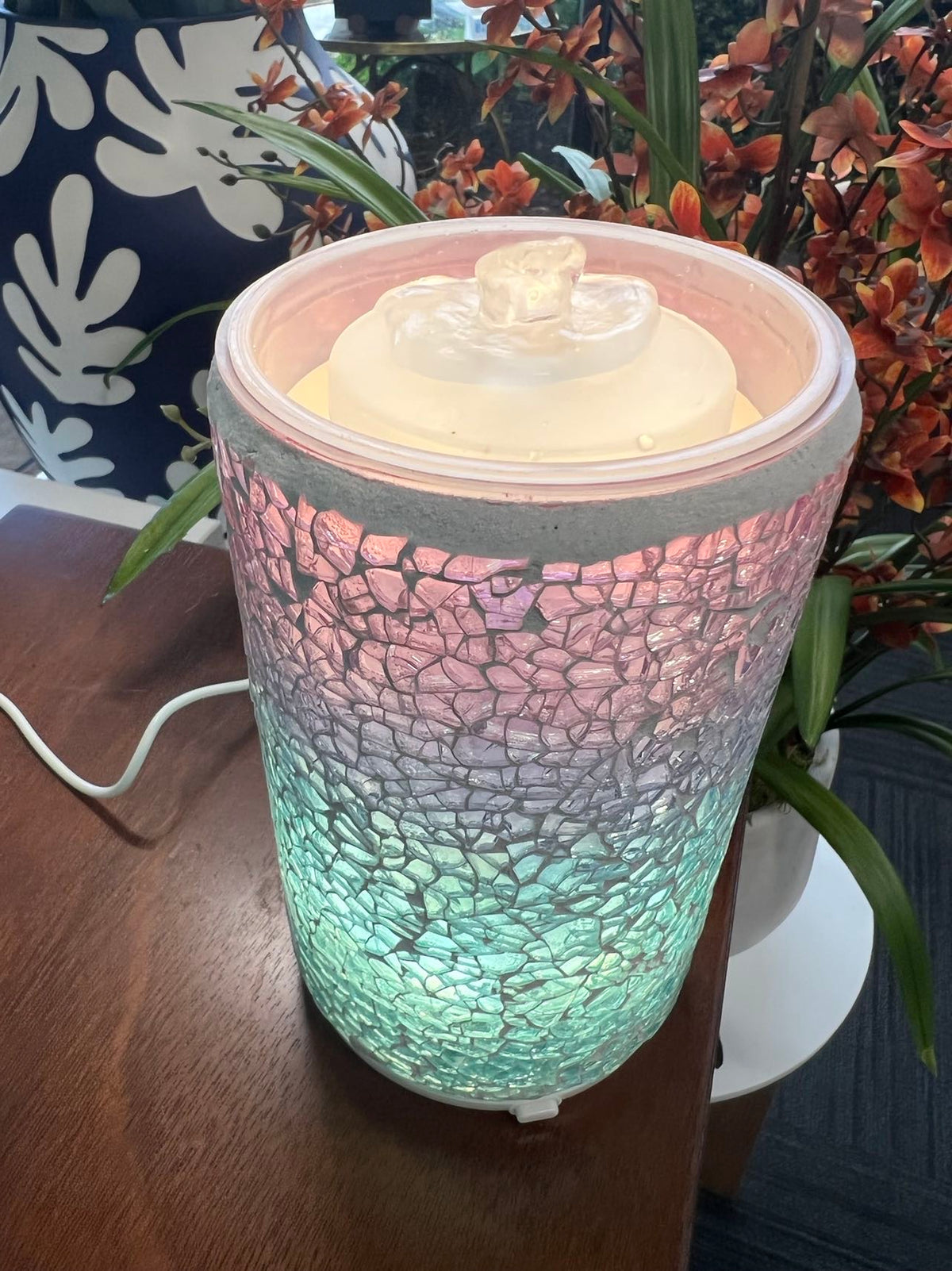 Juanita Indoor Glass Mosaic Tabletop Water Feature.