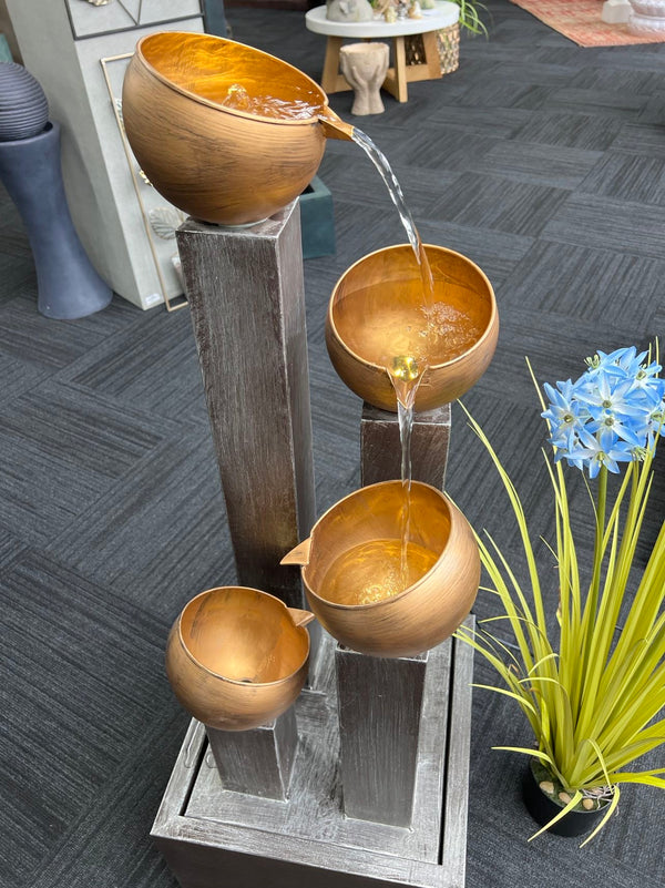 OVIEDO Metal Outdoor & Indoor Water Feature with Lights and Electric Pump