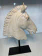 Cheval Horse Head in Marble Finish on Metal Stand