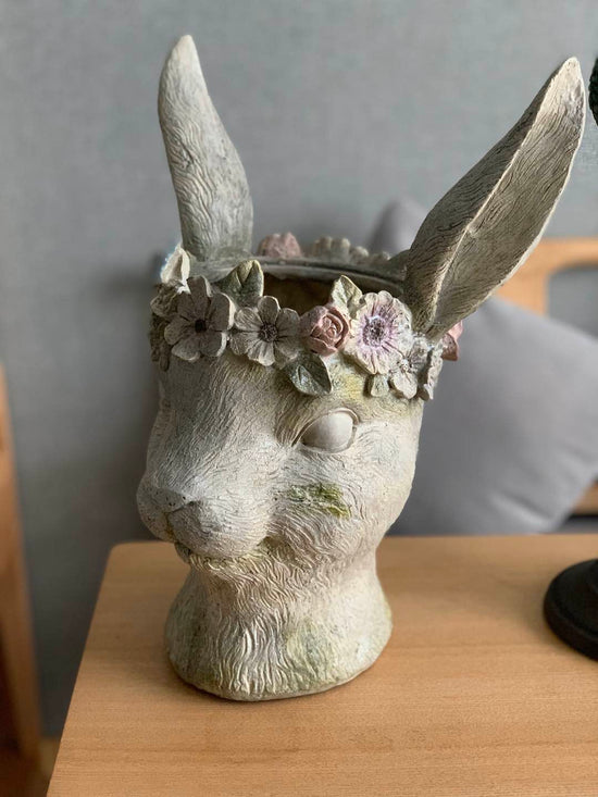 Rabbit Head Butterflies & Flowers Planter