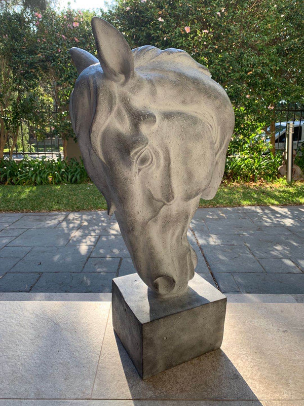 Horse Head Grey Stone Colour Finest Details Gutsy Size Indoor & Outdoor