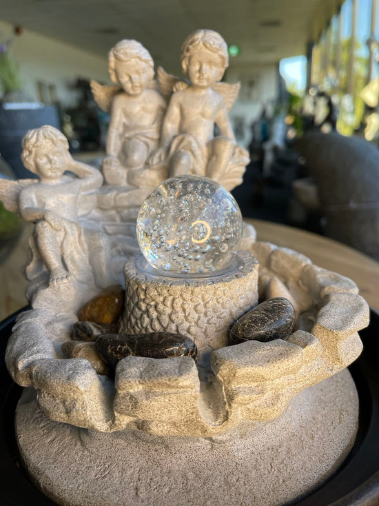 Angeli New Age Spiritual Fountain Angels with Glass Ball