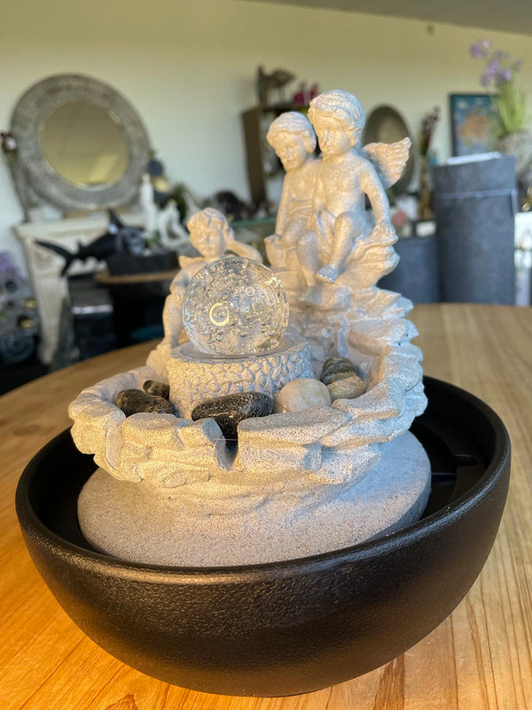 Angeli New Age Spiritual Fountain Angels with Glass Ball