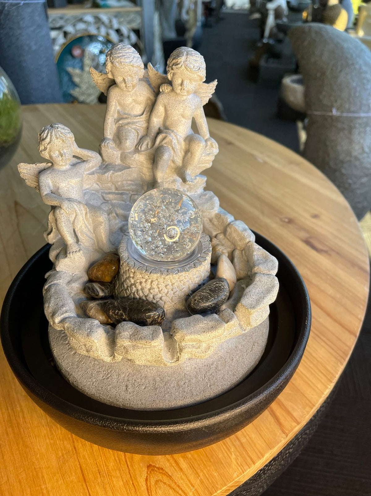 Angeli New Age Spiritual Fountain Angels with Glass Ball