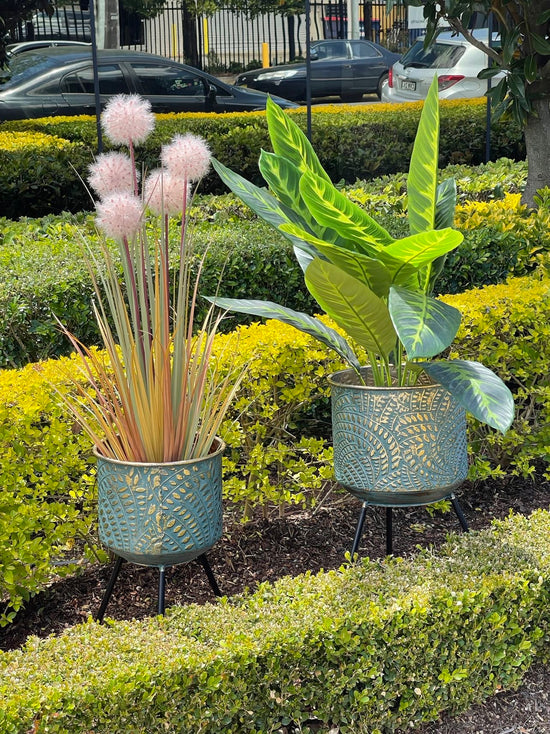 Metal Planters Pair Andalusian Design NEW Summer 2021