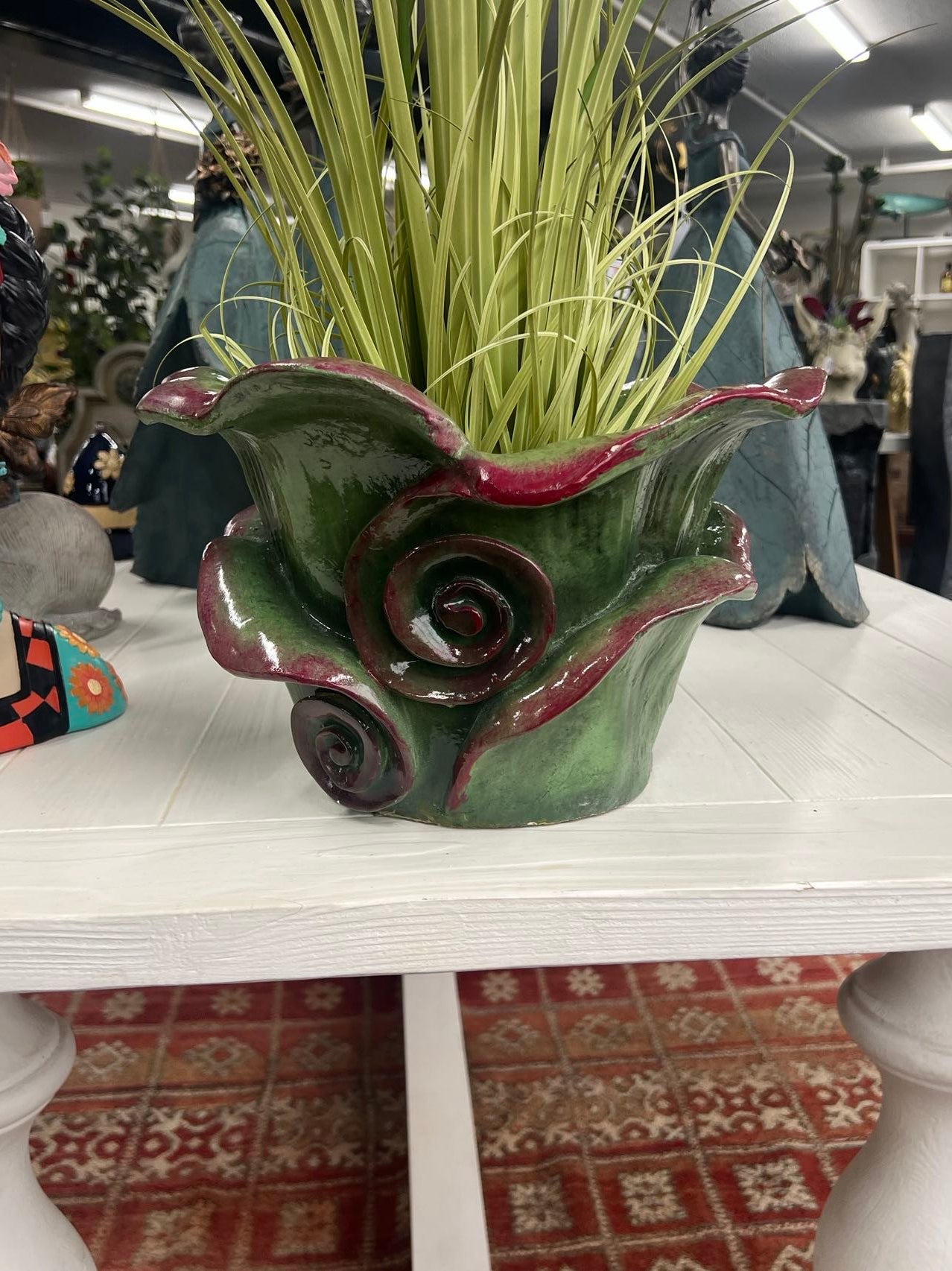 ROSE HETEROTYPIC FLOWER POT(OUTDOOR), GREEN/RED, 36*36*23CM