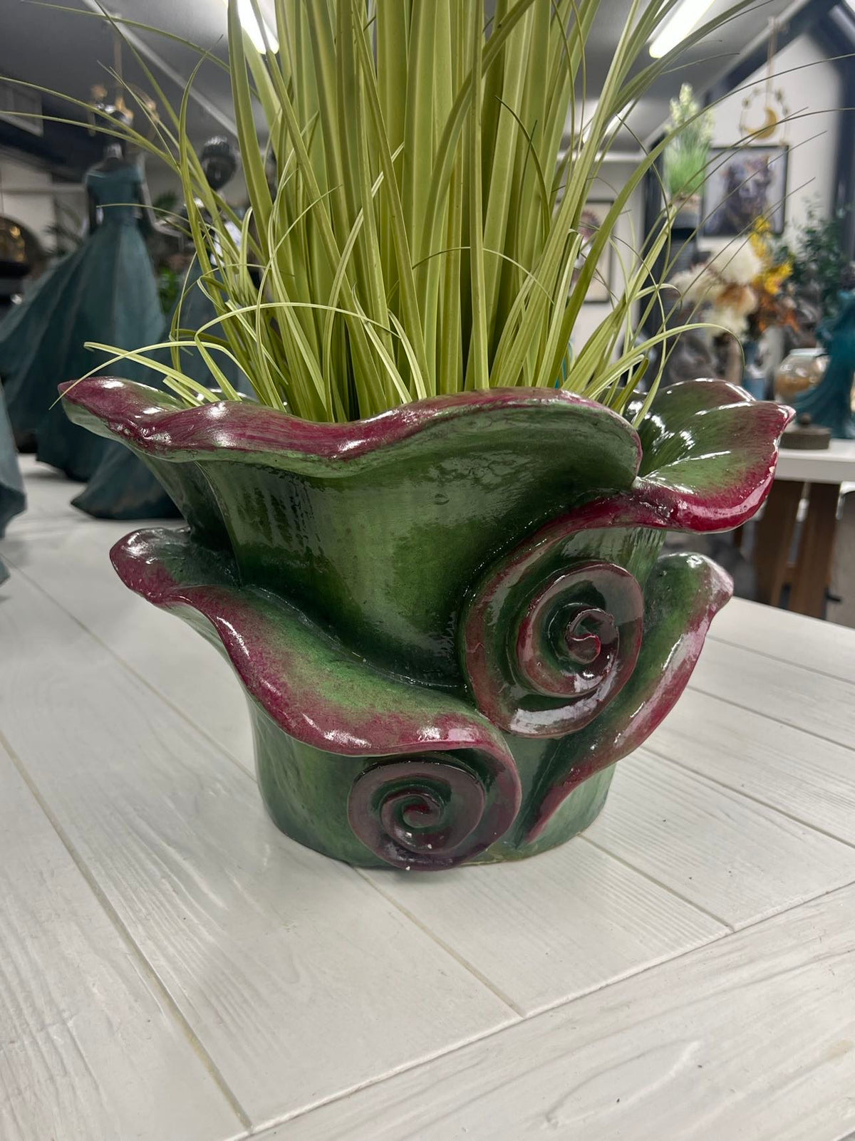 ROSE HETEROTYPIC FLOWER POT(OUTDOOR), GREEN/RED, 36*36*23CM