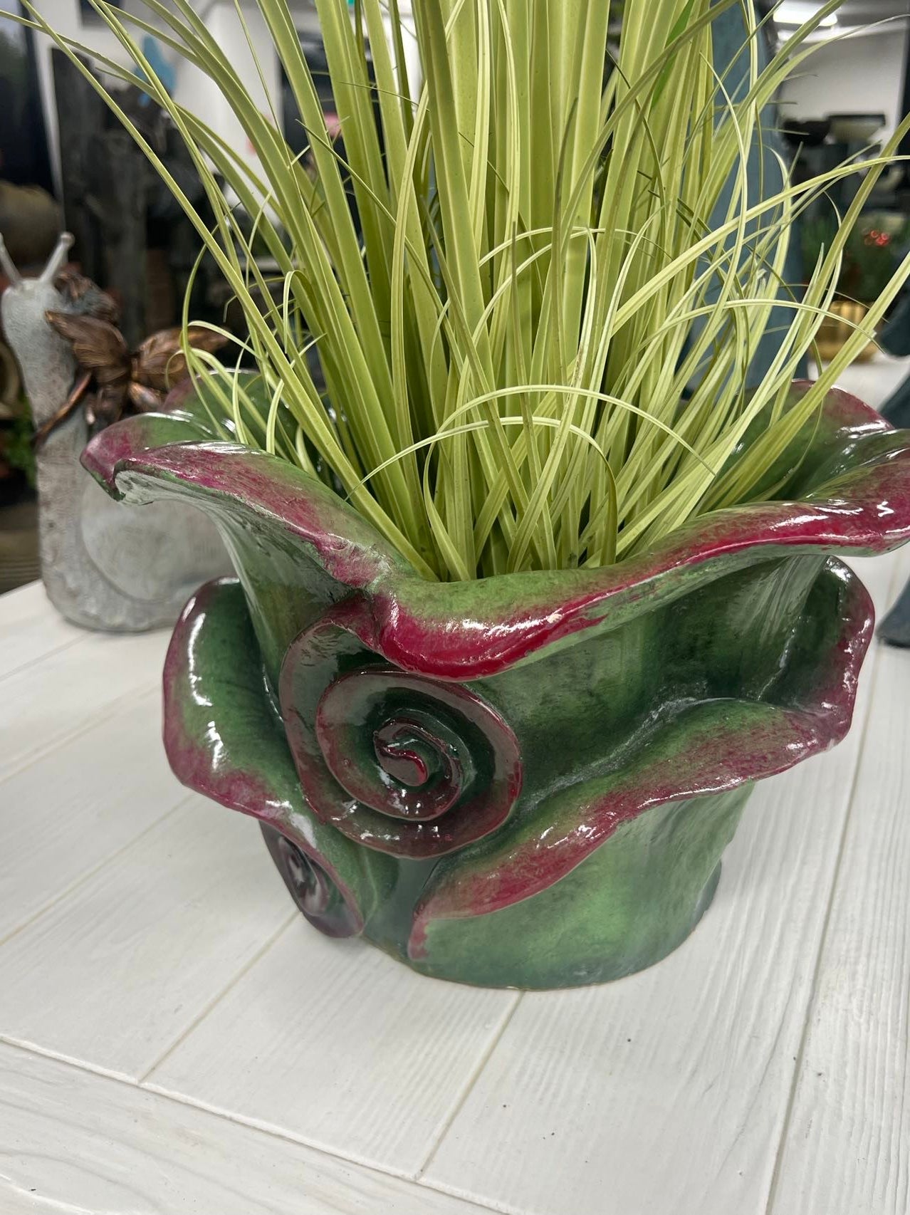 ROSE HETEROTYPIC FLOWER POT(OUTDOOR), GREEN/RED, 36*36*23CM