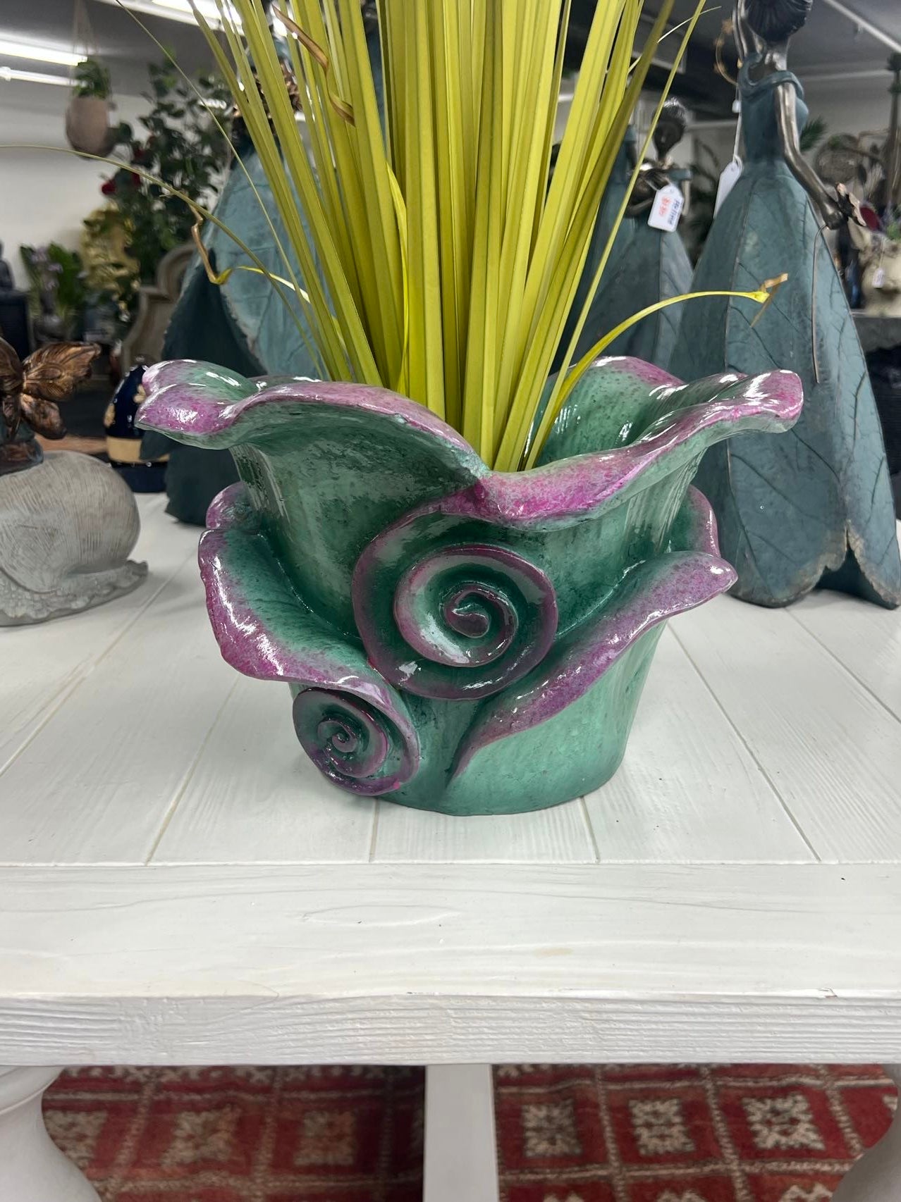 FLEUR HETEROTYPIC FLOWER POT(OUTDOOR), AQUA BLUE/RED, 36*36*23CM
