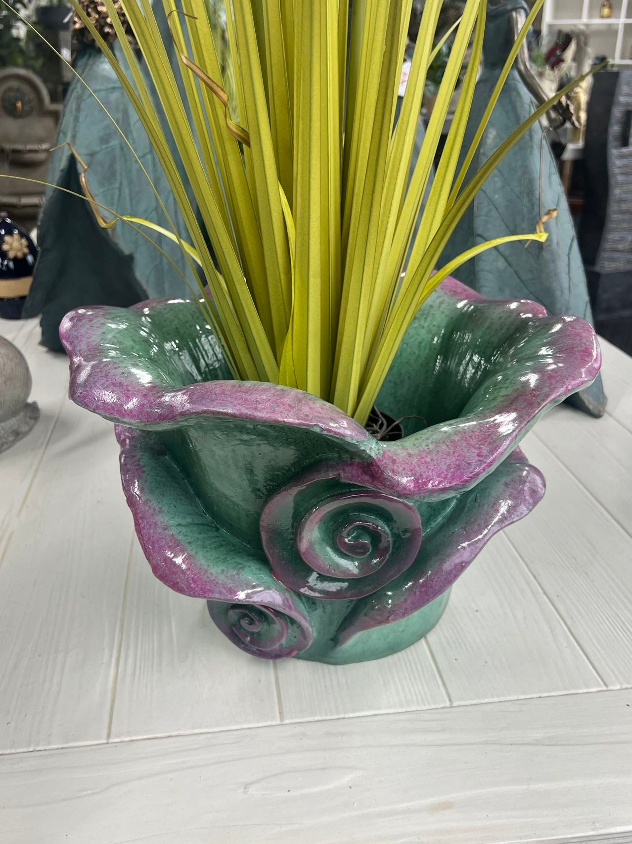 FLEUR HETEROTYPIC FLOWER POT(OUTDOOR), AQUA BLUE/RED, 36*36*23CM