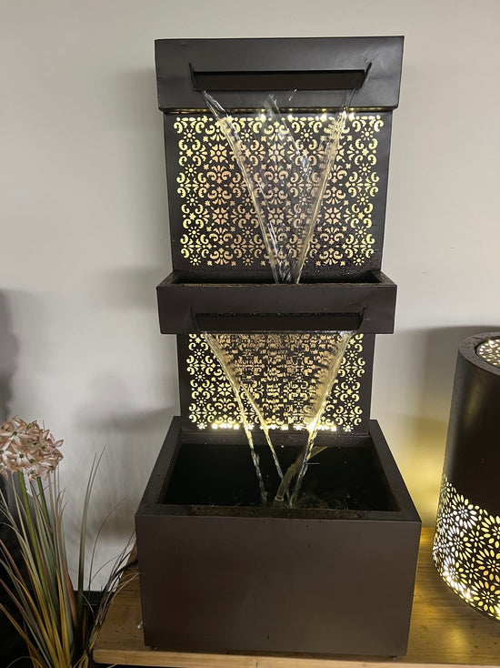 SAN ANDREAS Metal Outdoor & Indoor Water Feature with Lights and Electric Pump
