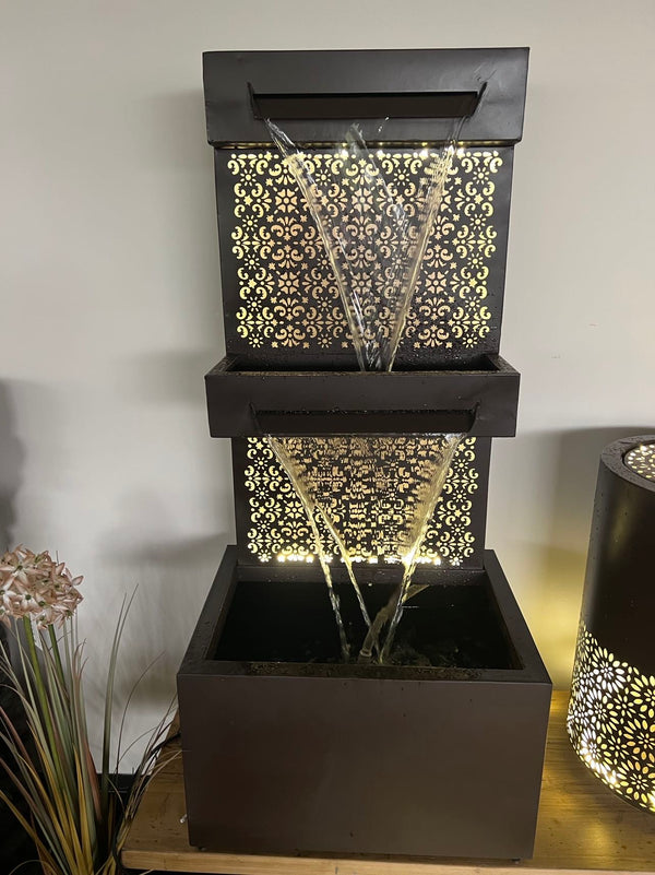 SAN ANDREAS Metal Outdoor & Indoor Water Feature with Lights and Electric Pump