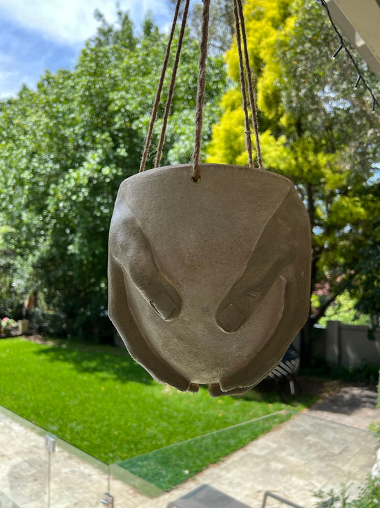 Two Hands Terracotta Clay Effect Hanging Planter Ornament