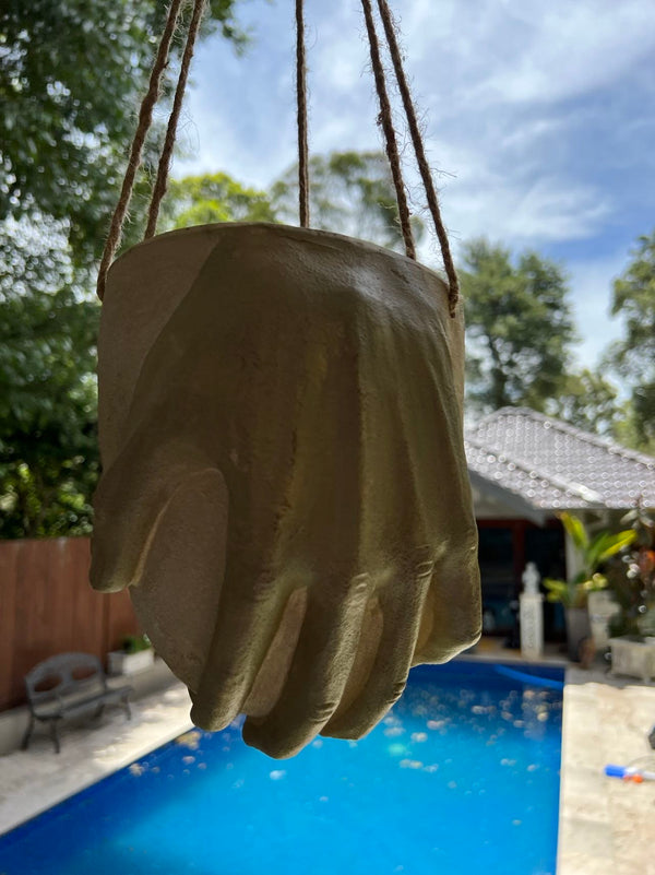 Two Hands Terracotta Clay Effect Hanging Planter Ornament