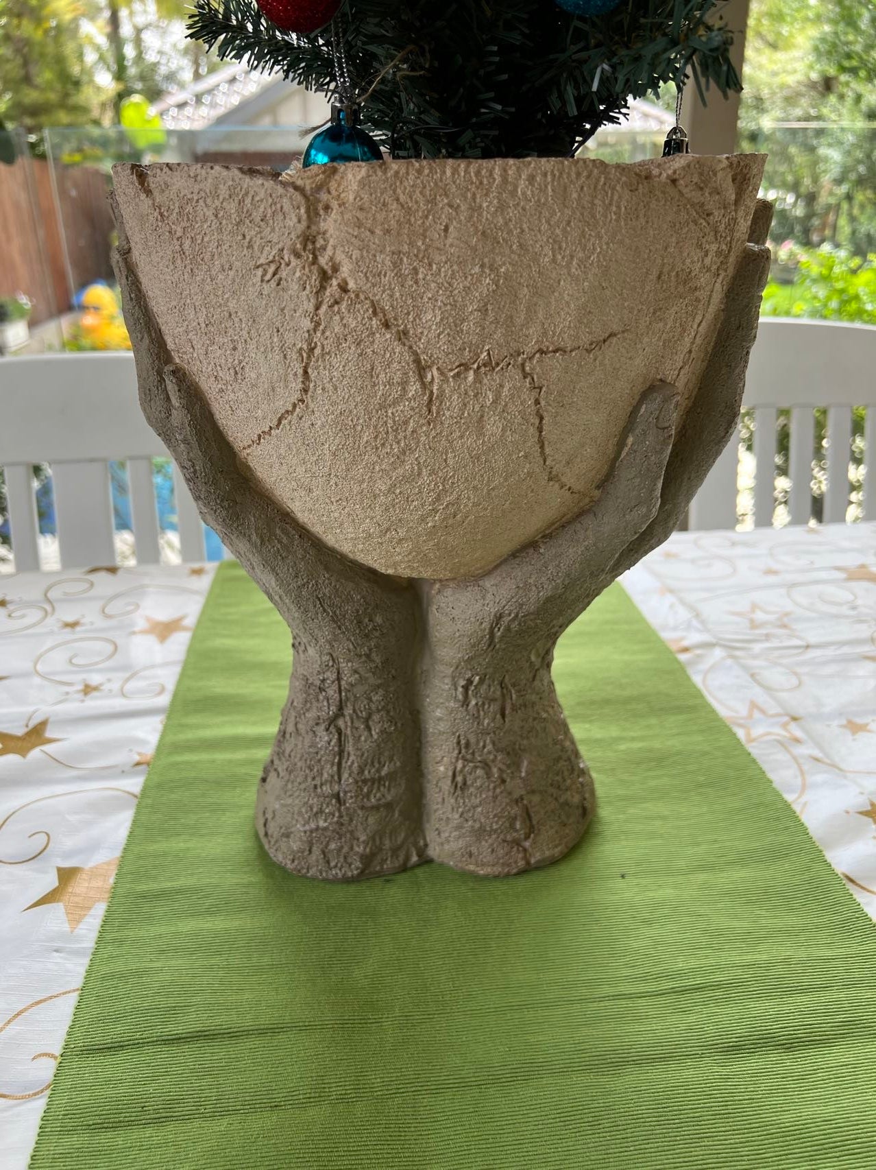 Two Hands Abstract Clay Terracotta Finish Ornament NEW Summer 2021