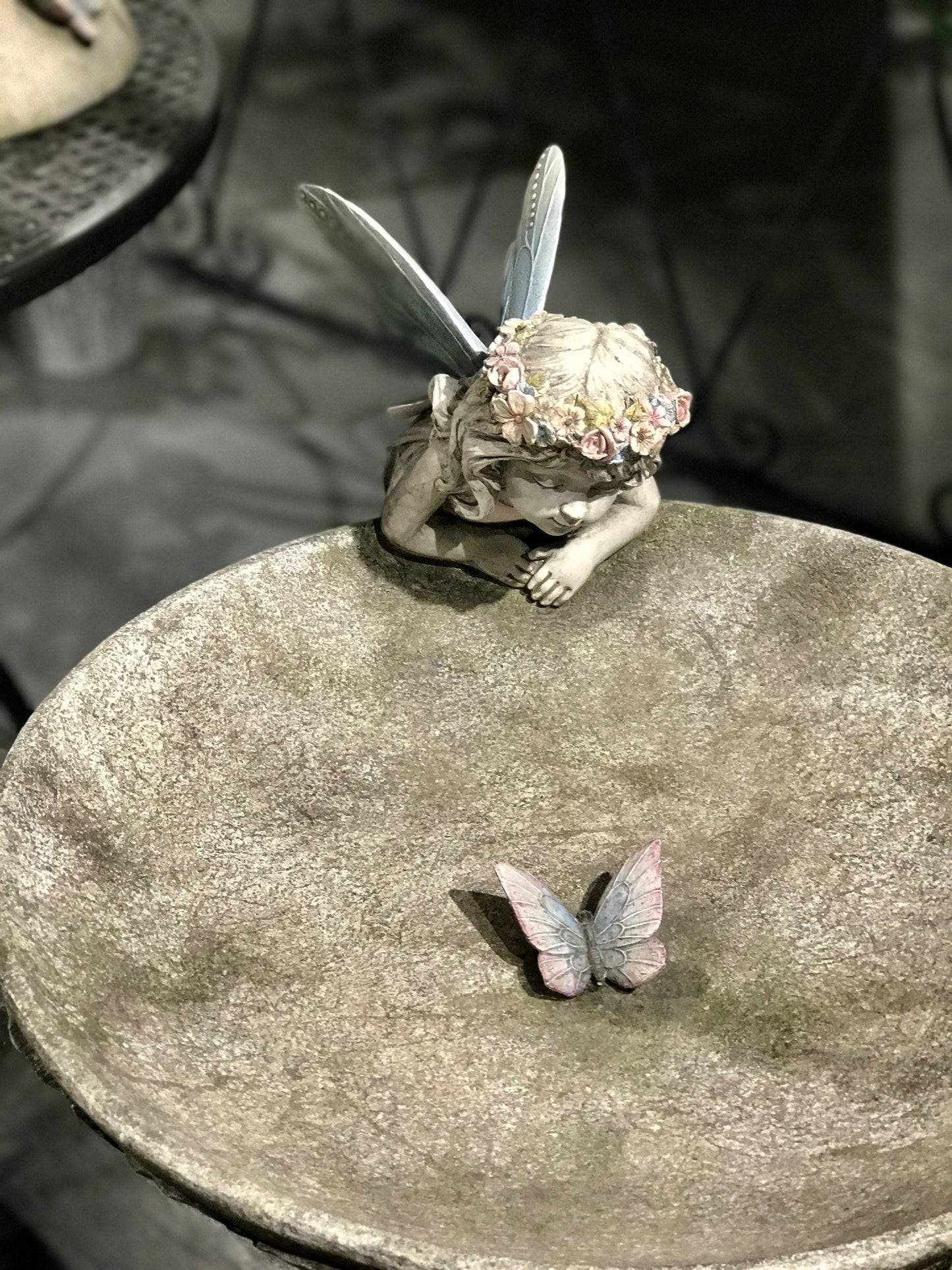 HADA Bird Bath Fairy with Butterfly