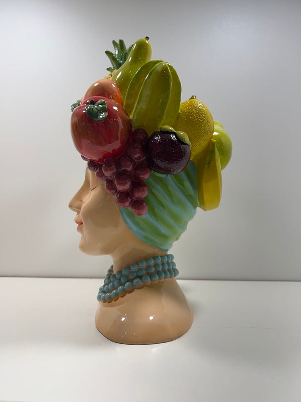 Copacabana Planter Head with Fruits in Vivid Colours Ceramic Finish