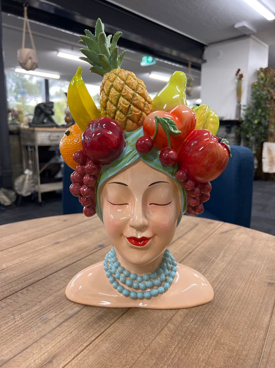 Copacabana Planter Head with Fruits in Vivid Colours Ceramic Finish