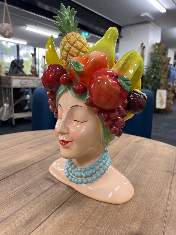 Copacabana Planter Head with Fruits in Vivid Colours Ceramic Finish