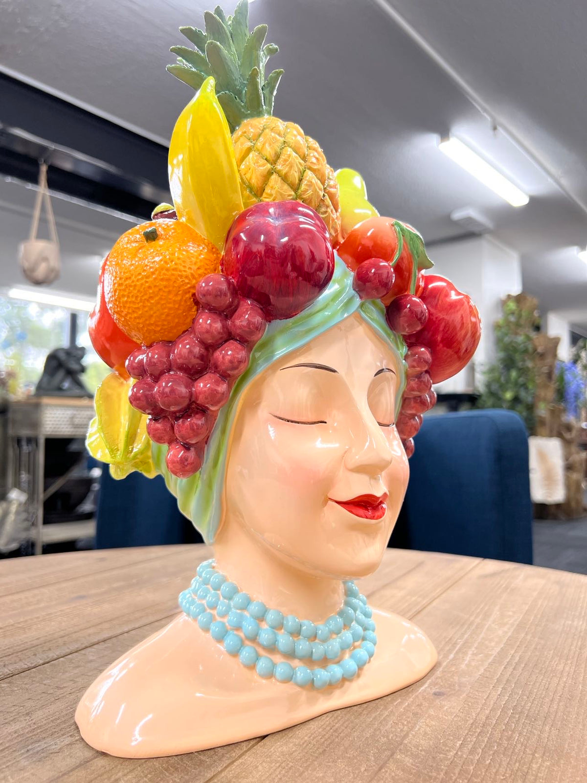 Copacabana Planter Head with Fruits in Vivid Colours Ceramic Finish