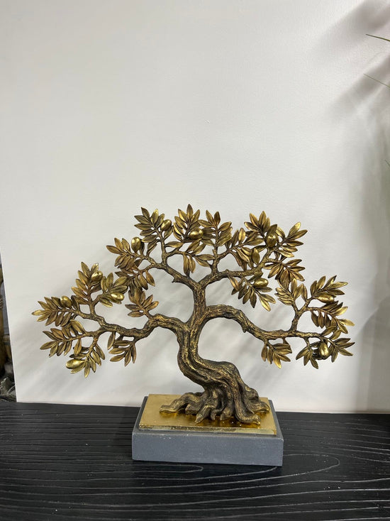 Olive Tree complete Gold & Natural Colour on Metallic Look Stand