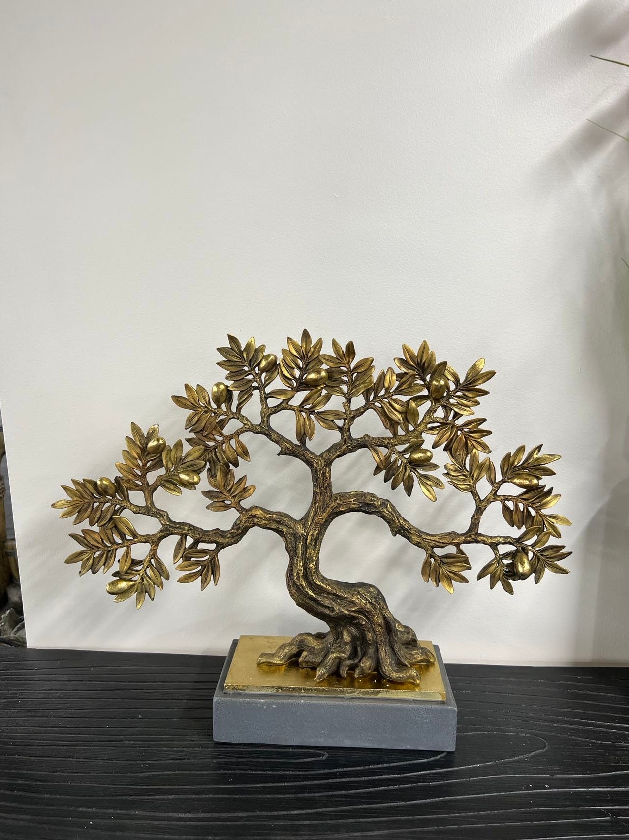 Olive Tree complete Gold & Natural Colour on Metallic Look Stand