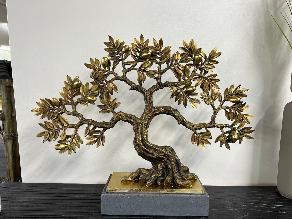 Olive Tree complete Gold & Natural Colour on Metallic Look Stand