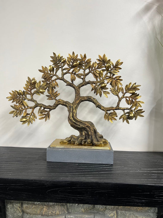 Olive Tree complete Gold & Natural Colour on Metallic Look Stand