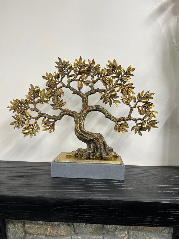Olive Tree complete Gold & Natural Colour on Metallic Look Stand