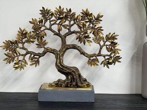Olive Tree complete Gold & Natural Colour on Metallic Look Stand
