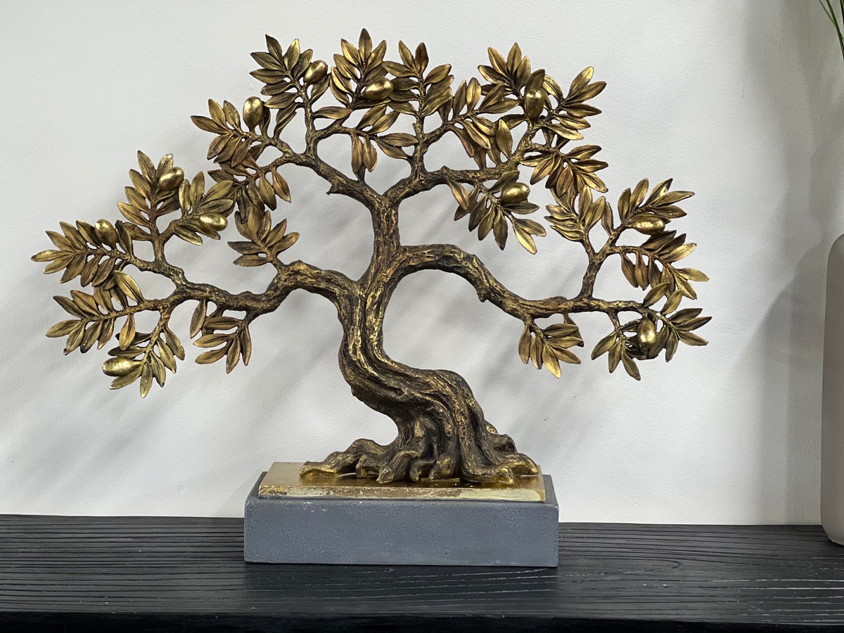 Olive Tree complete Gold & Natural Colour on Metallic Look Stand