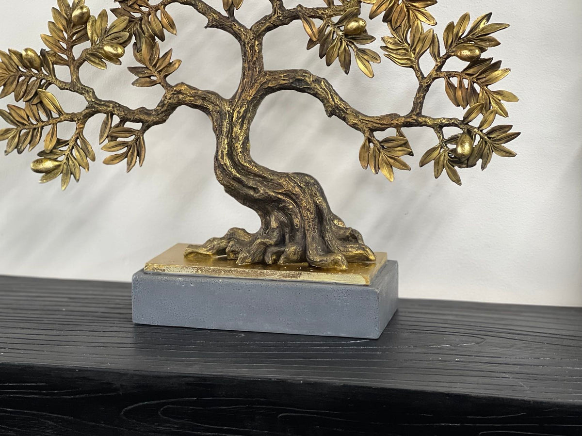 Olive Tree complete Gold & Natural Colour on Metallic Look Stand
