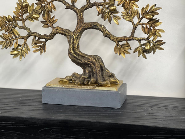 Olive Tree complete Gold & Natural Colour on Metallic Look Stand