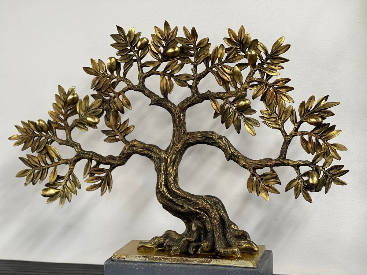 Olive Tree complete Gold & Natural Colour on Metallic Look Stand