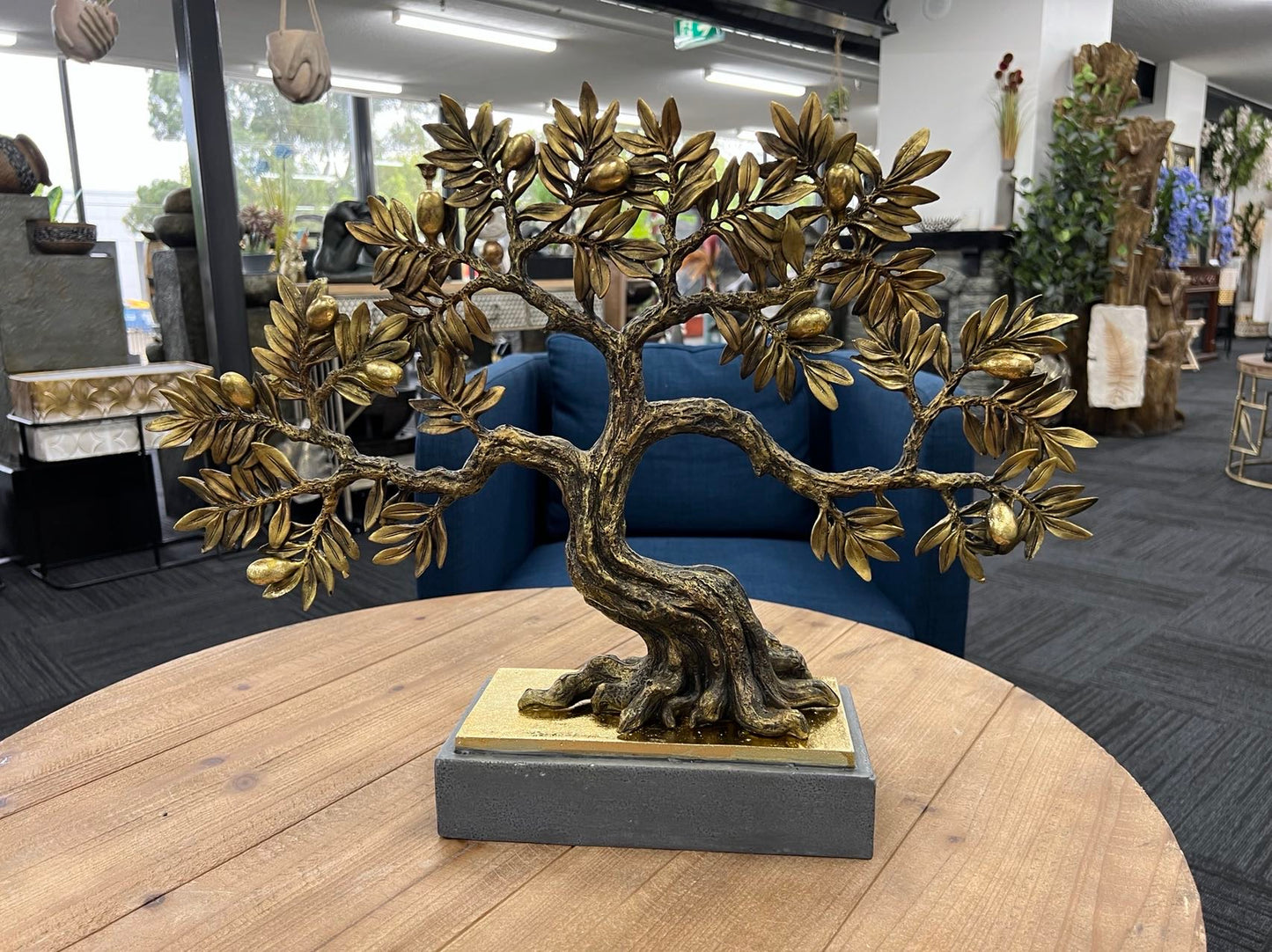 Olive Tree complete Gold & Natural Colour on Metallic Look Stand