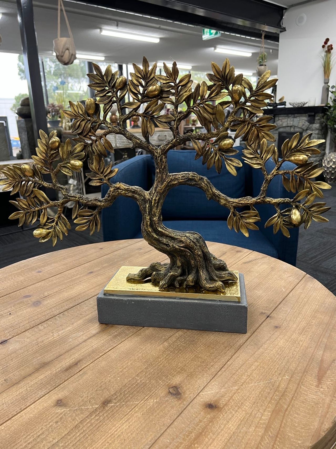 Olive Tree complete Gold & Natural Colour on Metallic Look Stand