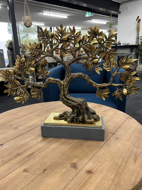Olive Tree complete Gold & Natural Colour on Metallic Look Stand