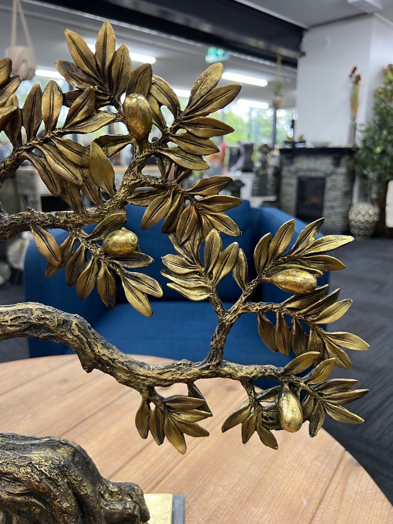 Olive Tree complete Gold & Natural Colour on Metallic Look Stand