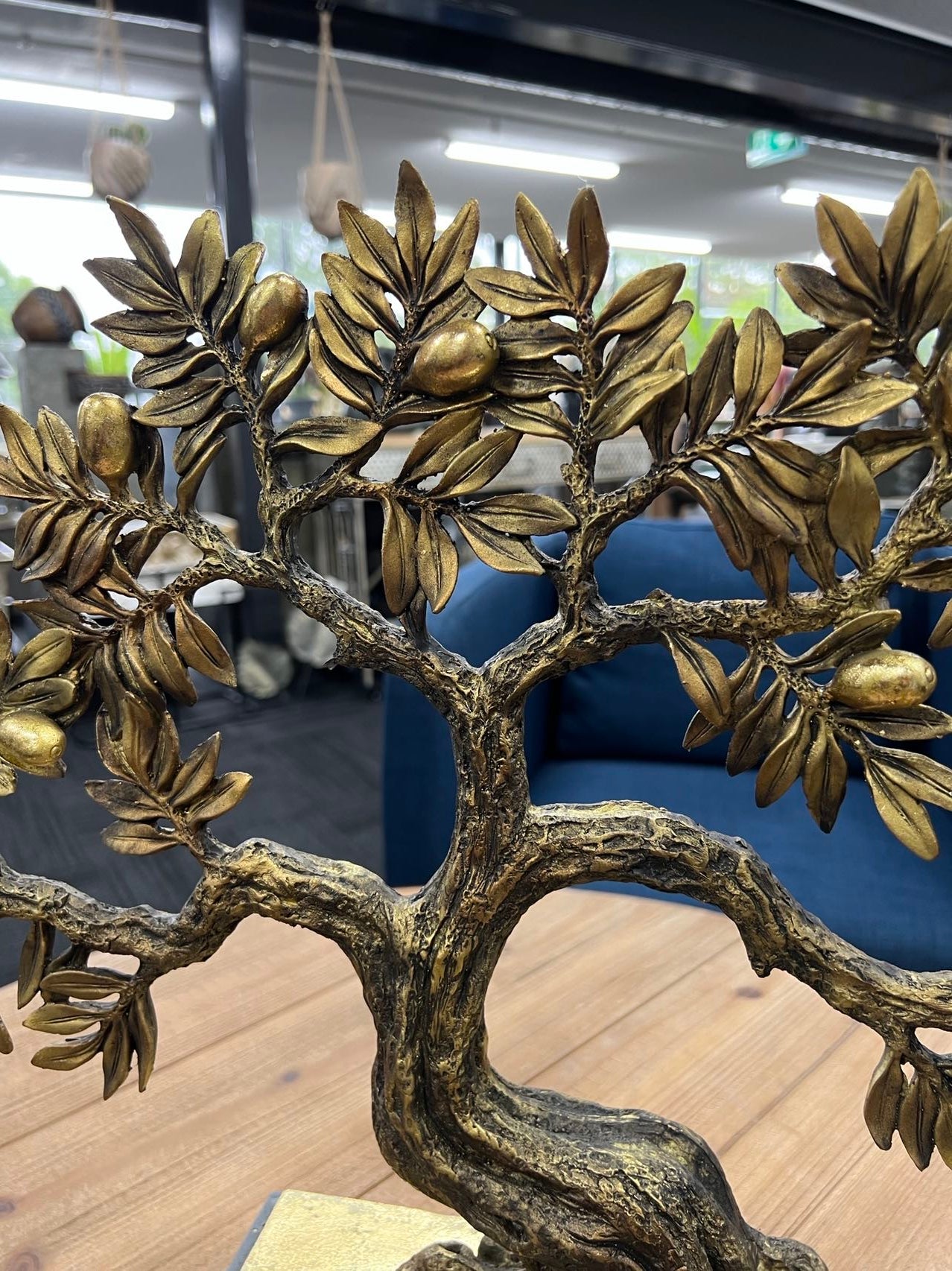 Olive Tree complete Gold & Natural Colour on Metallic Look Stand