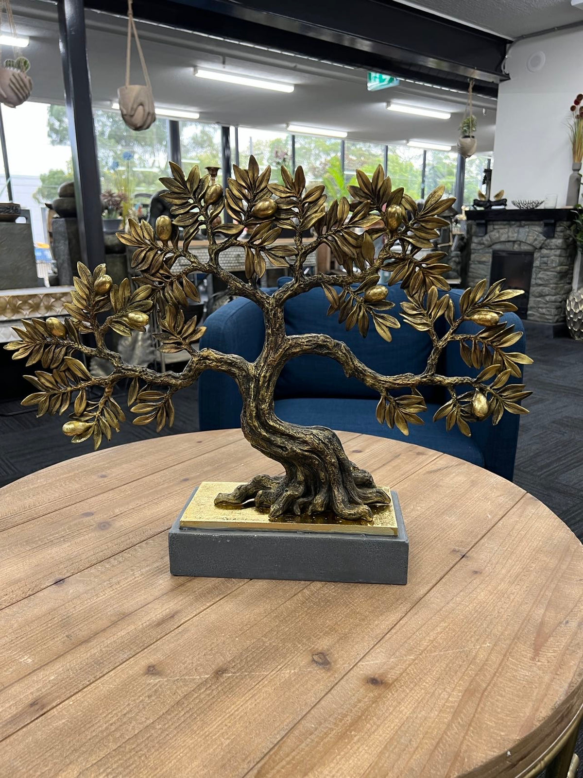 Olive Tree complete Gold & Natural Colour on Metallic Look Stand