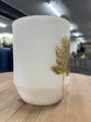 White Marble Finish Vase with Gold Leaf Raise