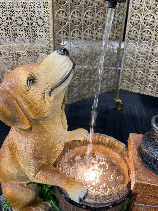 Perrito Dog with Tap Fountain Man's Best Friend Water Feature
