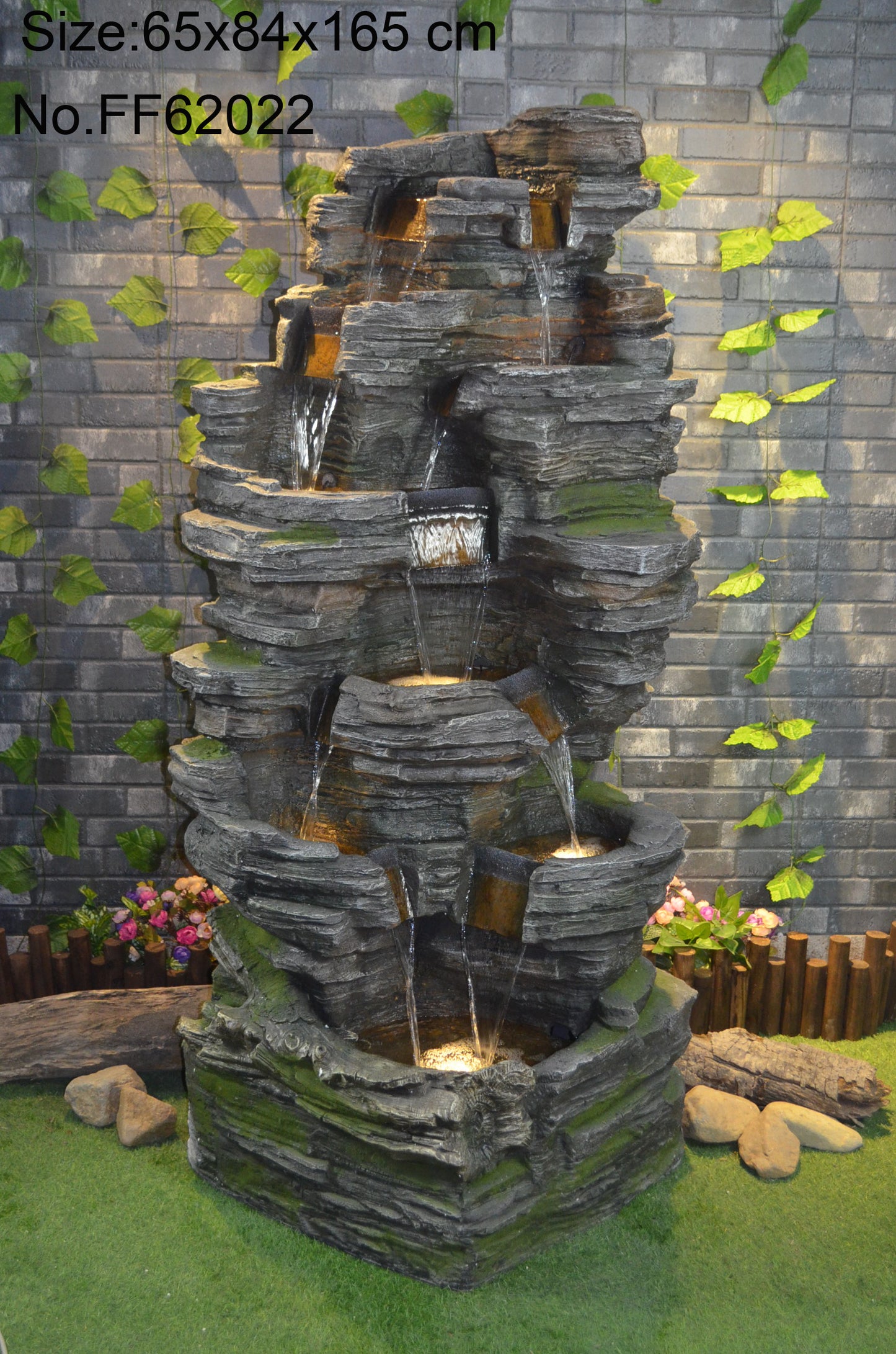 Junipero Falls Natural Looking Rock Design Water Feature