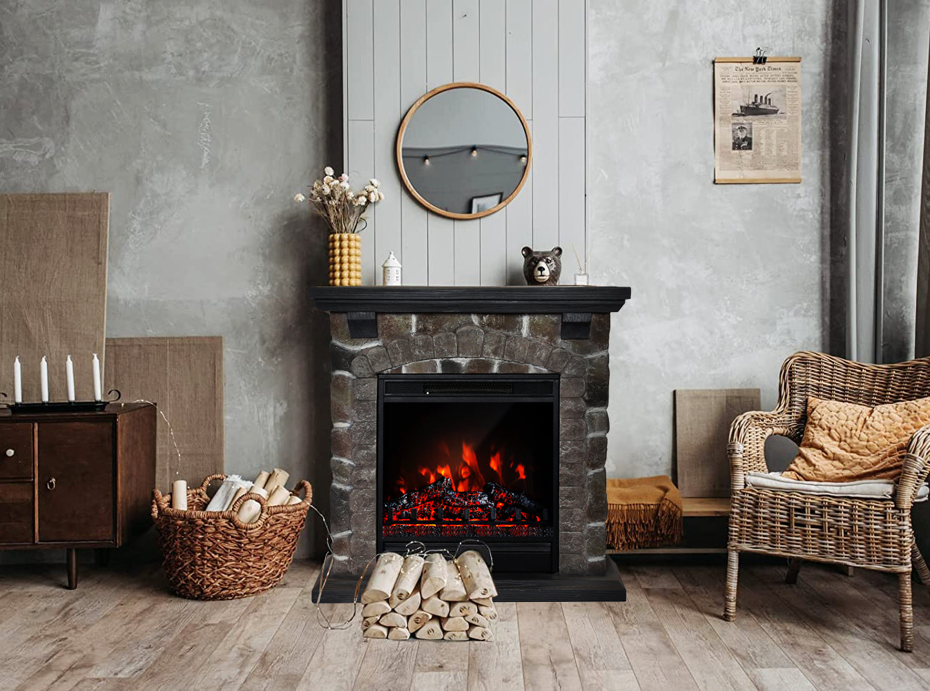 DAVOS Designer Electric Fireplace NEW Selling Fast Ships Same Day