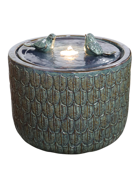 La Buhaira Glazed Ceramic Blue Fountain with birdies New November 2021