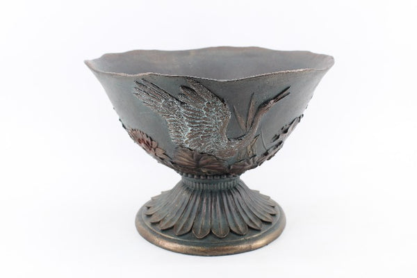 Planter Dark Green Grey Birds Design