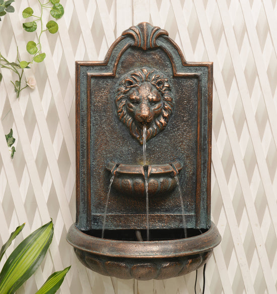 Umbria Lion Head Wall Hanging Water Feature