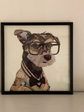 Dog Wearing Glasses Collage Art with Black PS Frame