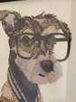 Dog Wearing Glasses Collage Art with Black PS Frame