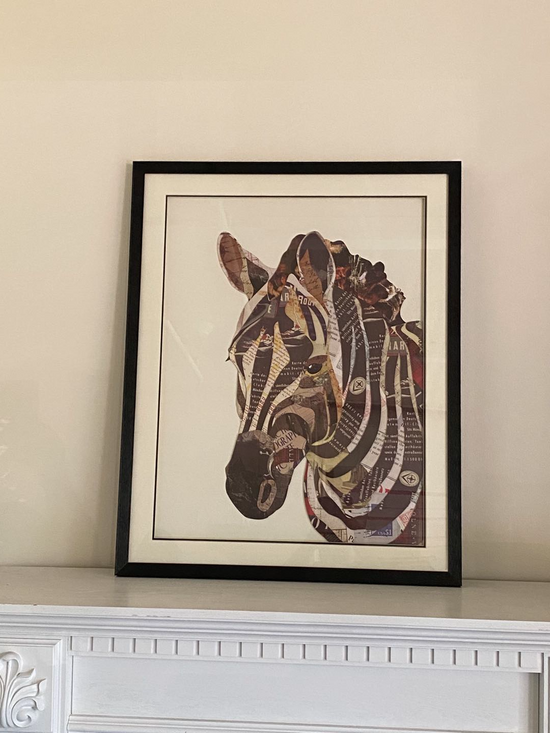 Zebra Collage Art with Black PS Frame